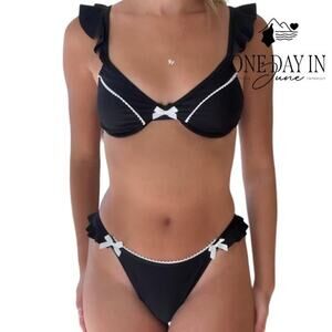 CharmLeaks Tuxedo Underwire Bikini Swimsuit Size L